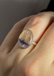 Blue John Silver Oval Ring - Extremely Rare