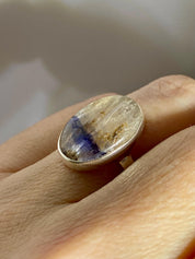 Blue John Silver Oval Ring - Extremely Rare