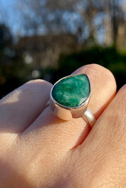 Raw Emerald and Silver Ring (F)