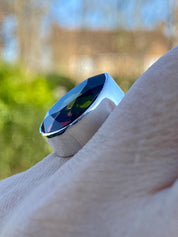 Watermelon Tourmaline Silver Teardrop Ring