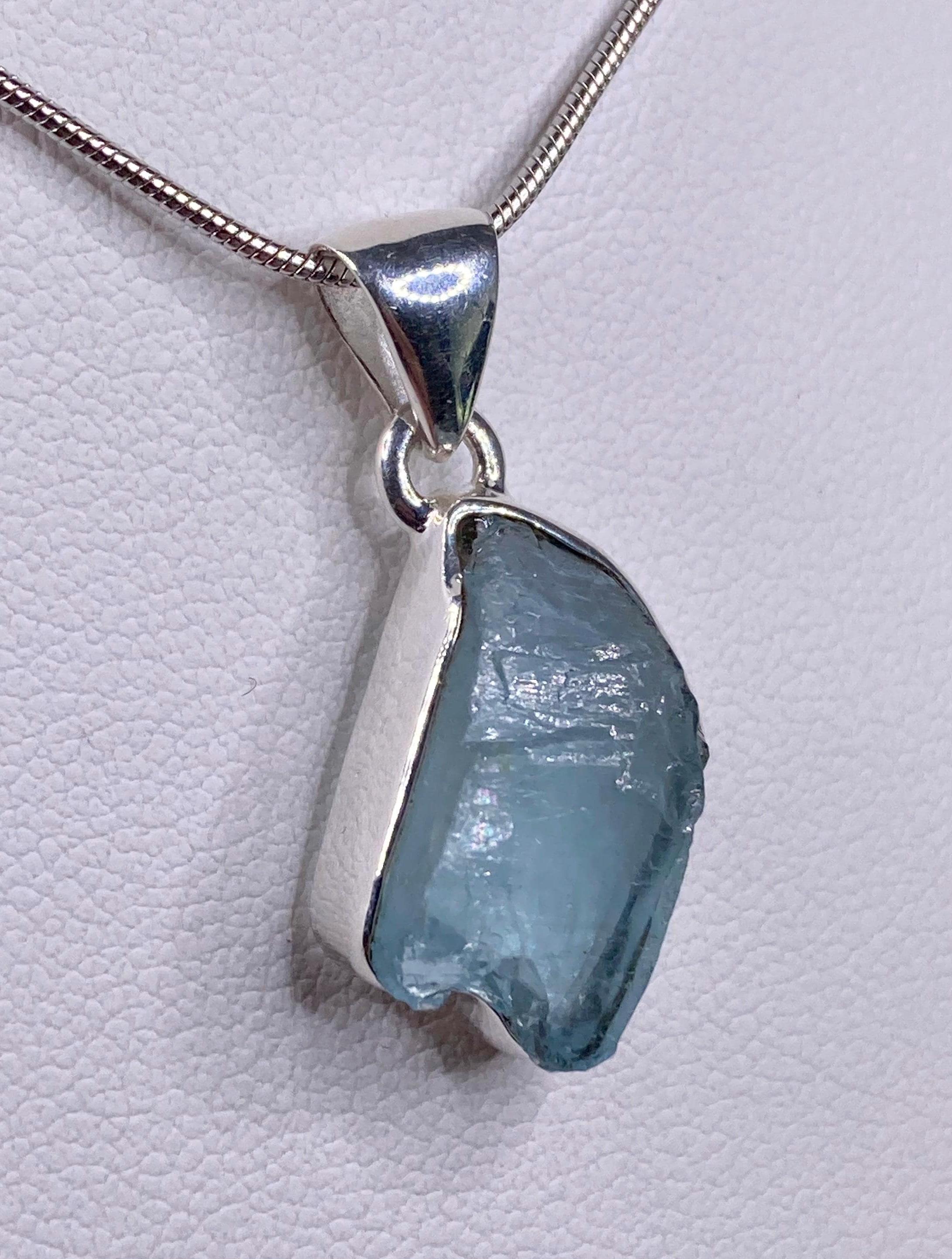 High Quality Aquamarine and Silver Pendant
