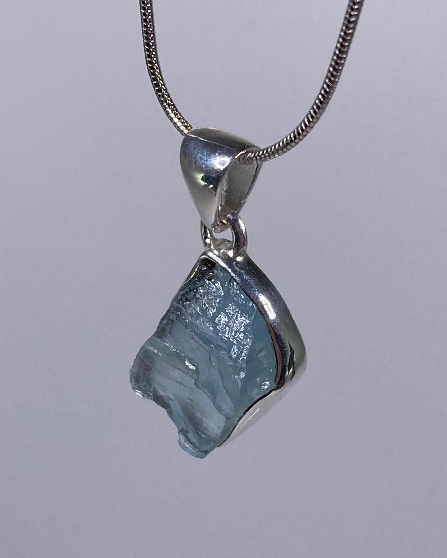 High Quality Aquamarine and Silver Pendant