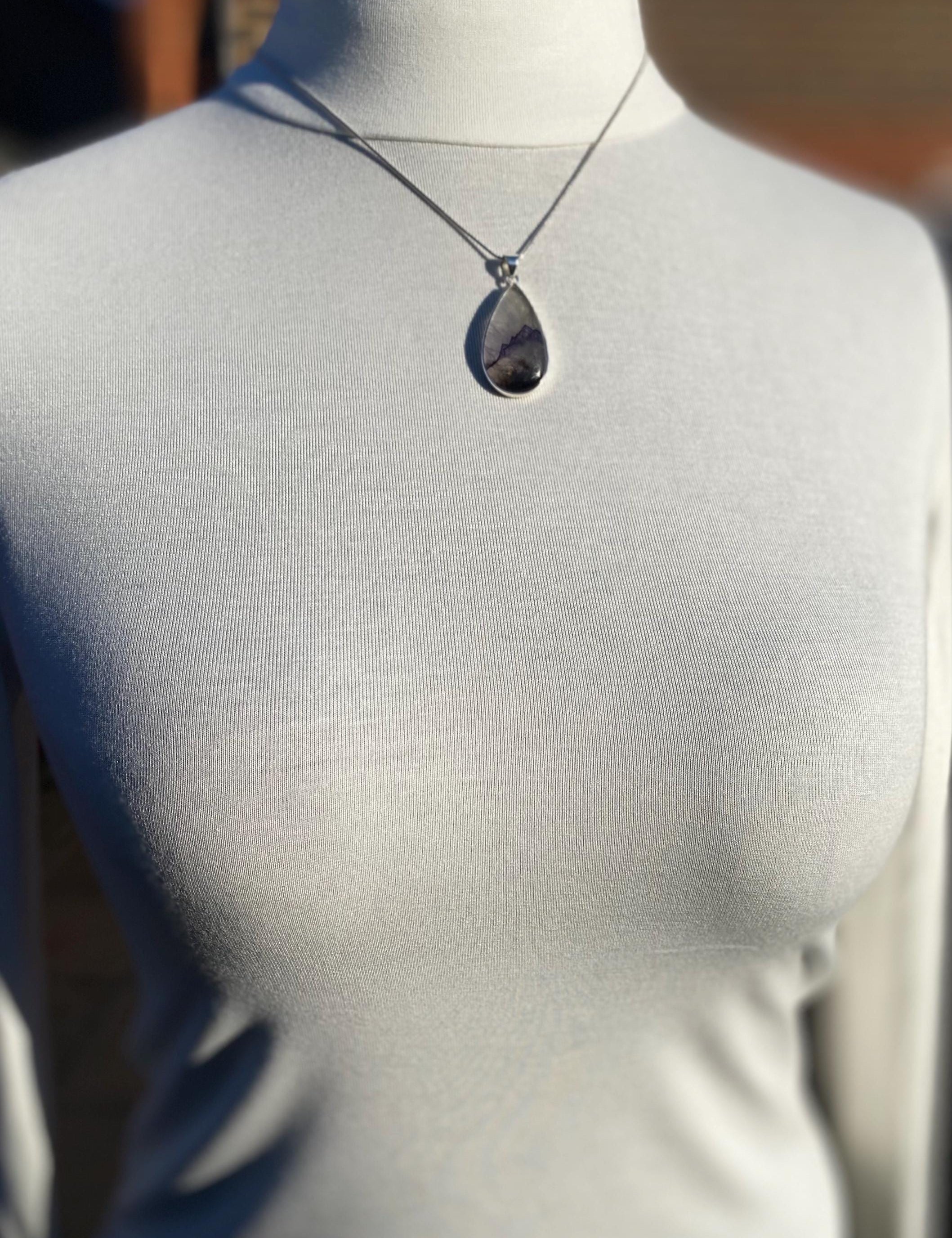 Blue John Silver Pendant - Extremely Rare