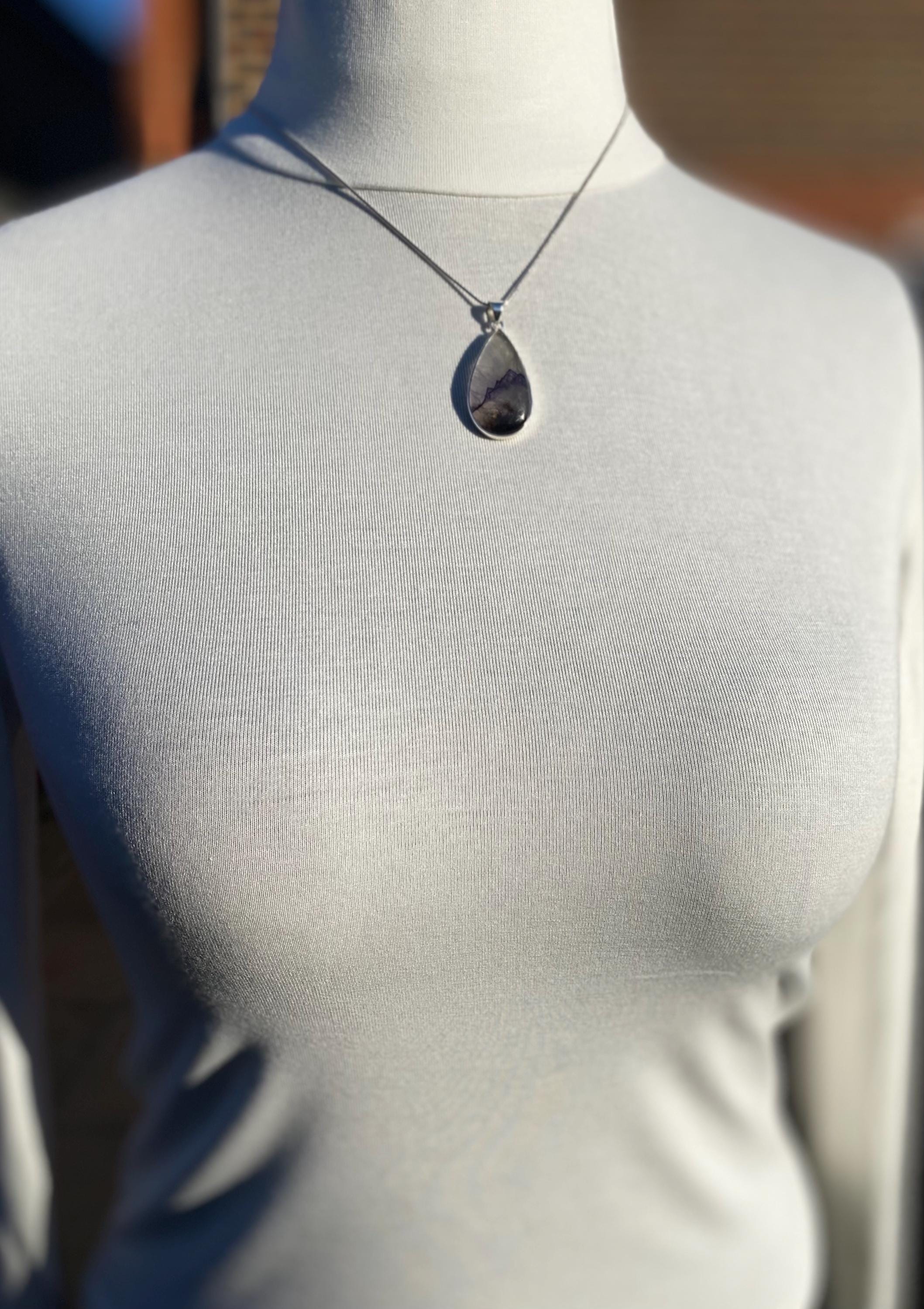 Blue John Silver Pendant - Extremely Rare