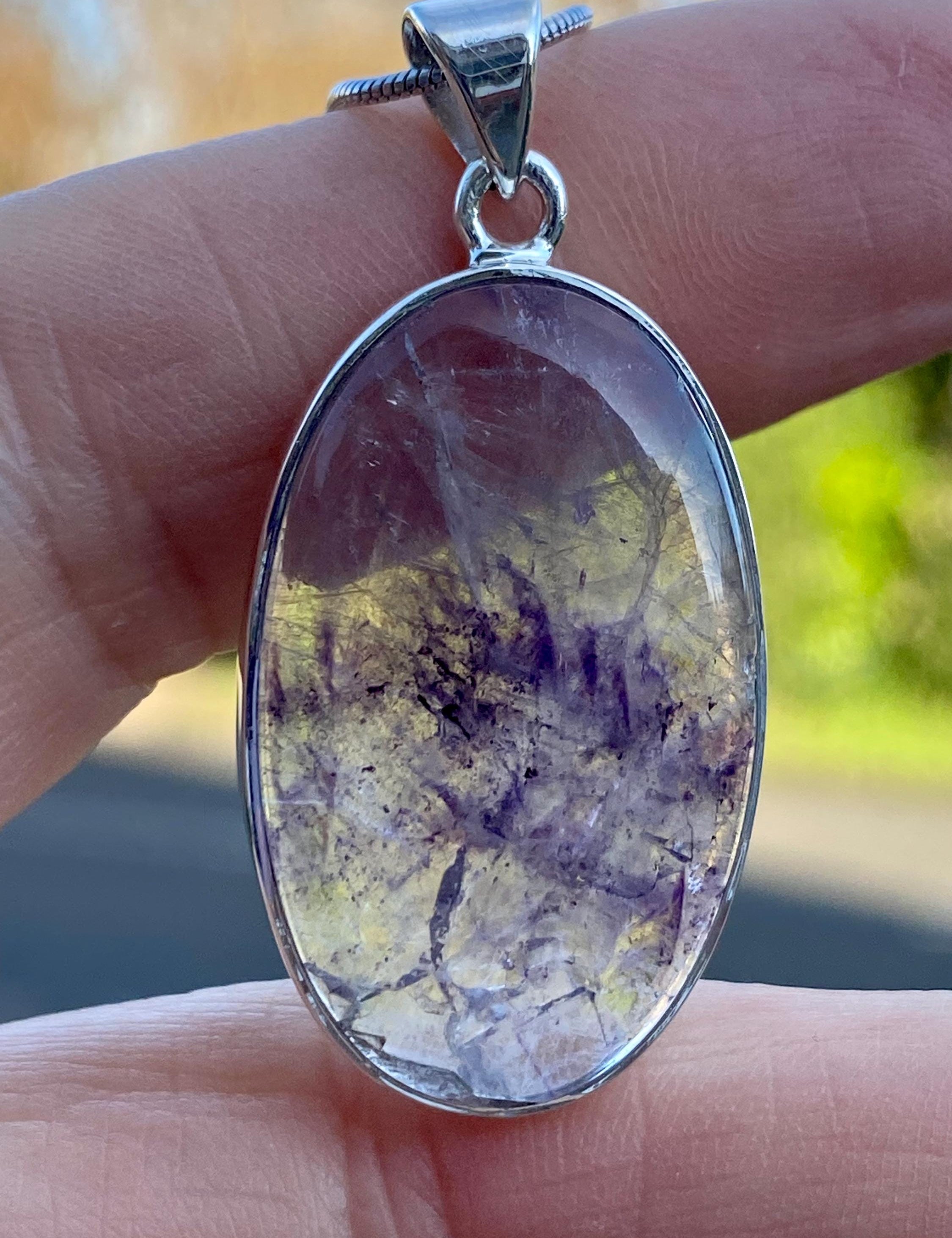 Blue John Silver Pendant - Extremely Rare