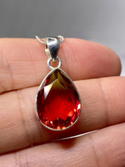 Watermelon Tourmaline 925 Silver Teardrop Pendant Necklace