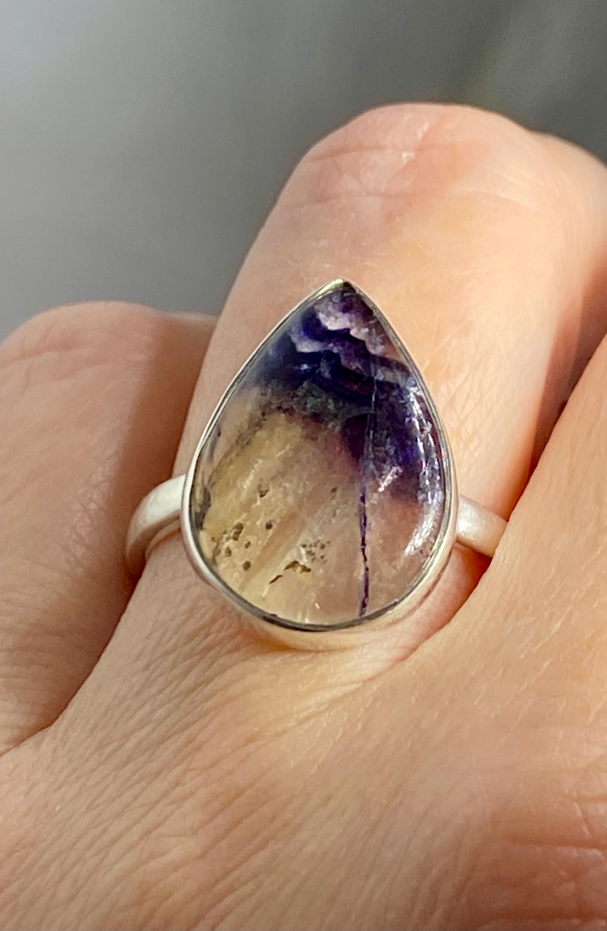 Blue John Silver Ring - Extremely Rare