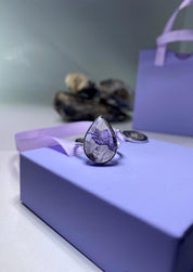 Blue John Silver Teardrop Ring - Extremely Rare