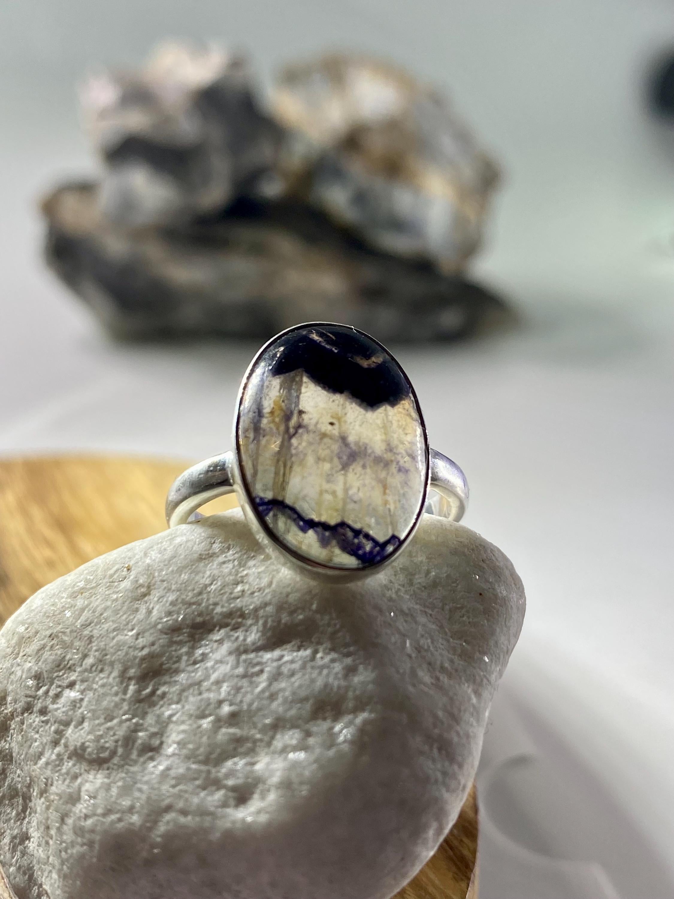 Blue John Silver Ring - Extremely Rare