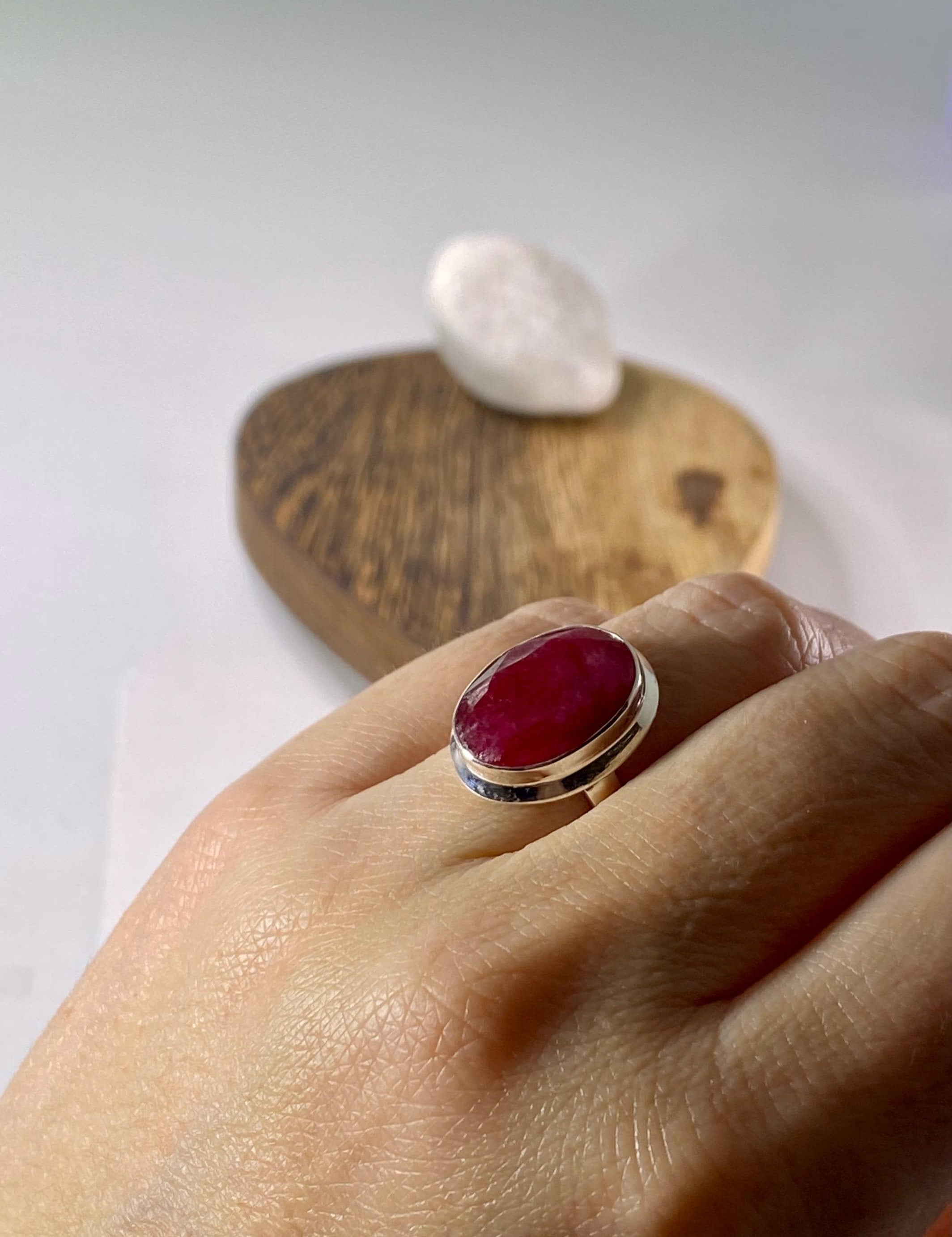 Raw Ruby and Silver Ring (YM)