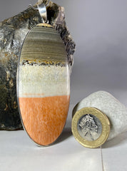 Large Oval British Celestobarite Sterling Silver Pendant