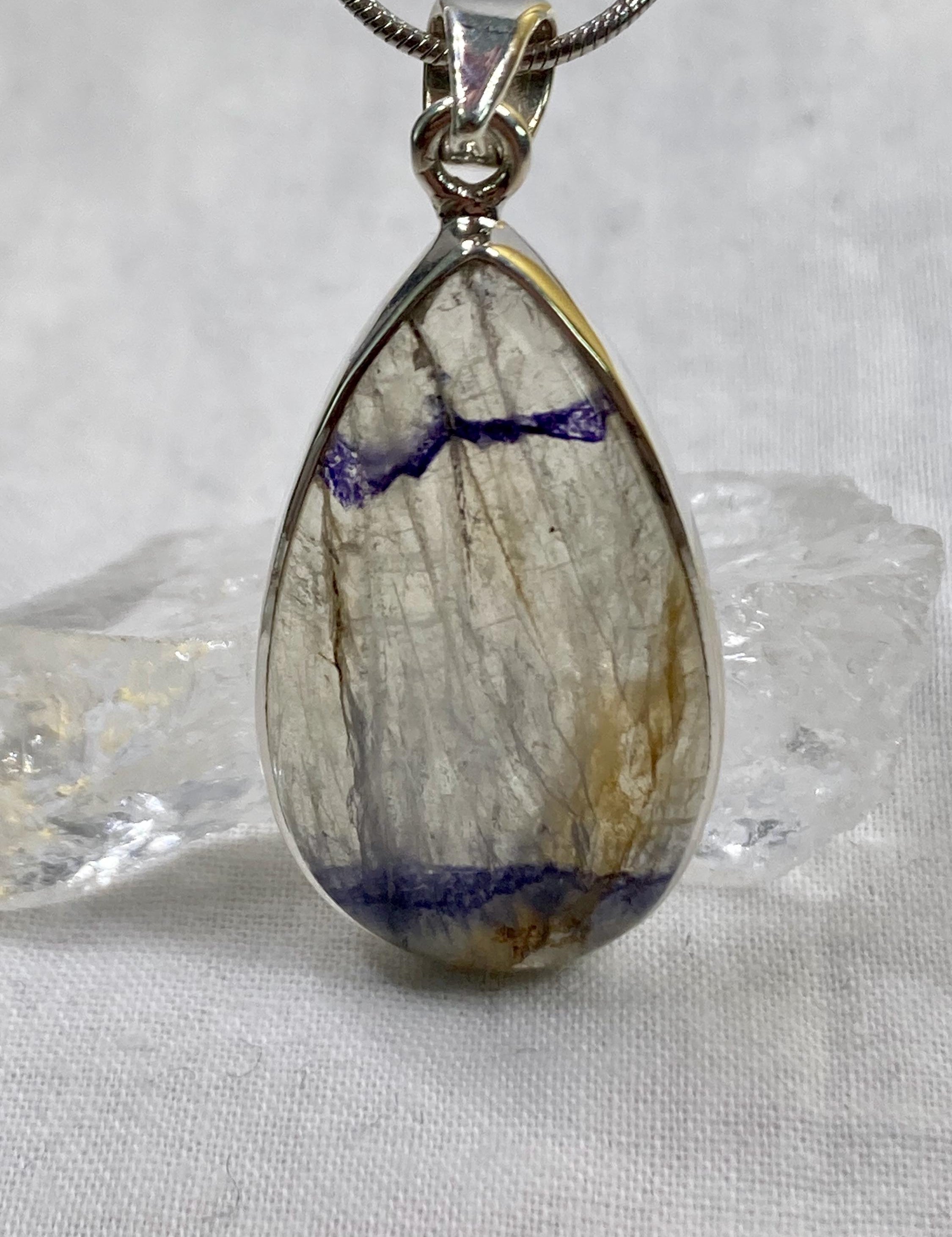 Blue John Silver Pendant - Extremely Rare