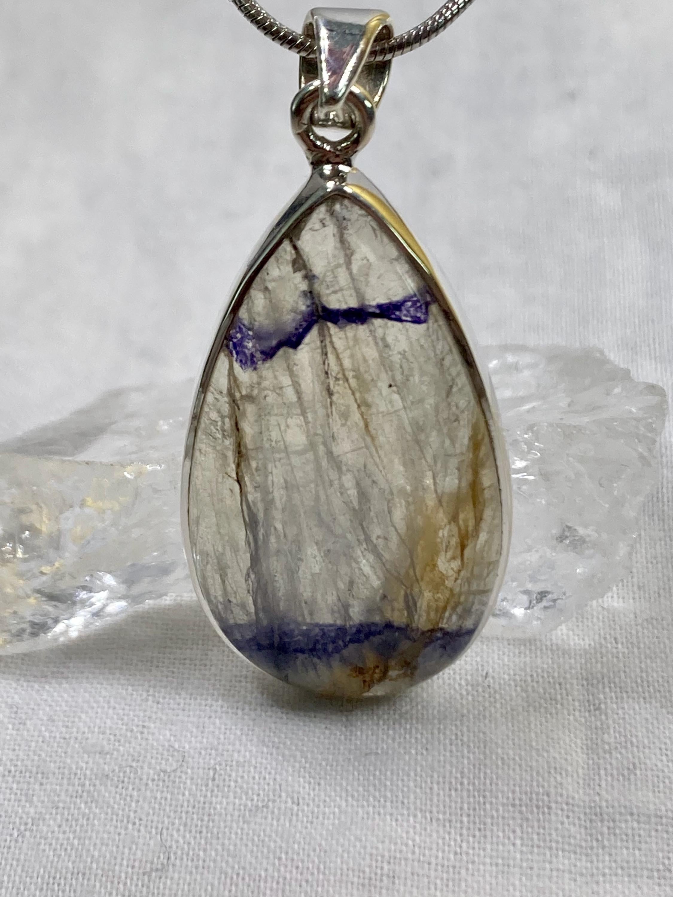 Blue John Silver Pendant - Extremely Rare