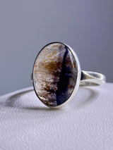 Rare Oval Blue John Sterling Silver Ring