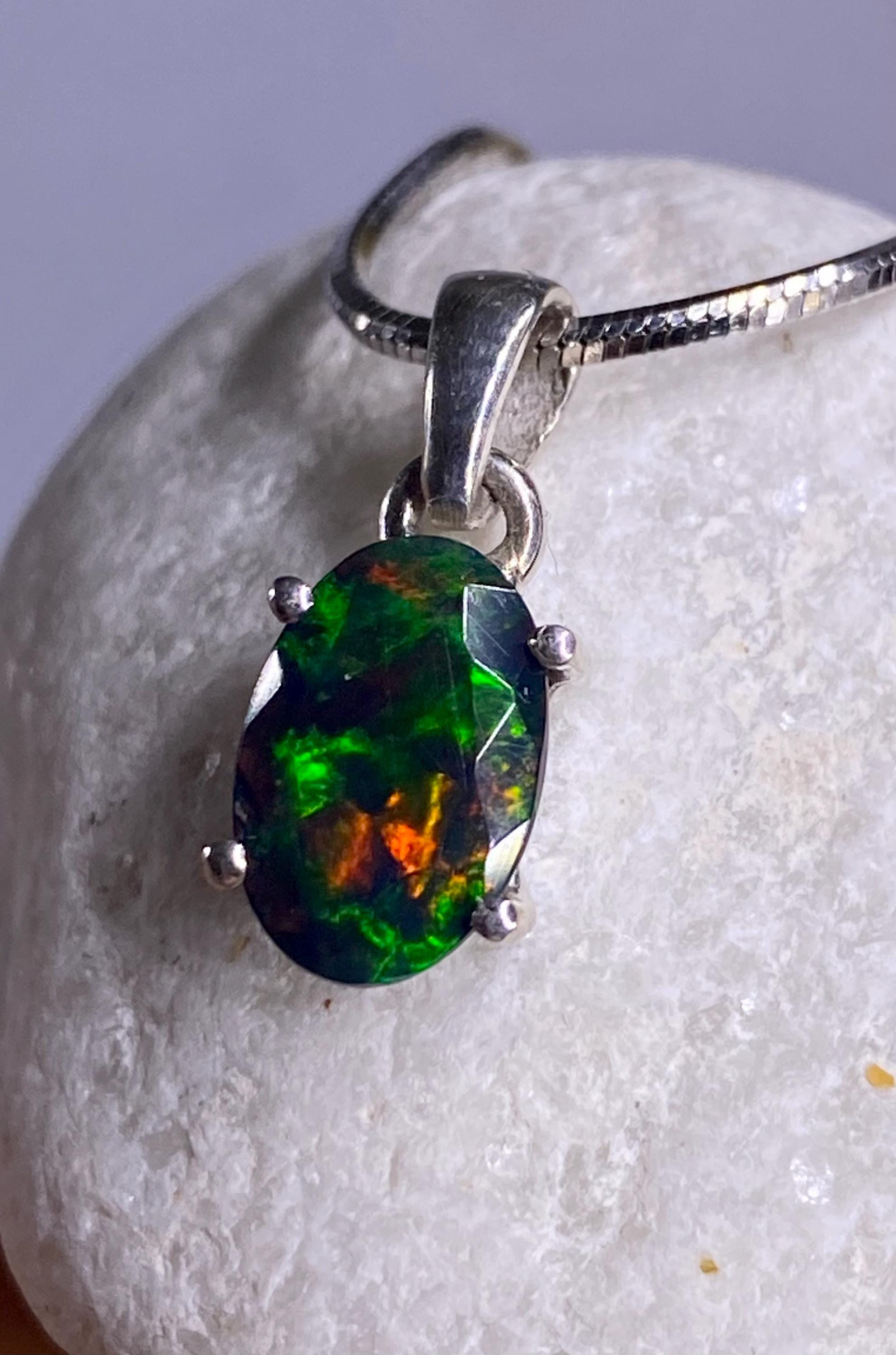 Ethiopian Chalama Black Opal and Silver Pendant