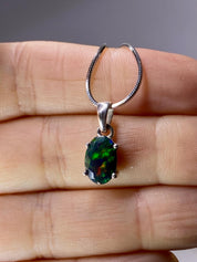 Ethiopian Chalama Black Opal and Silver Pendant