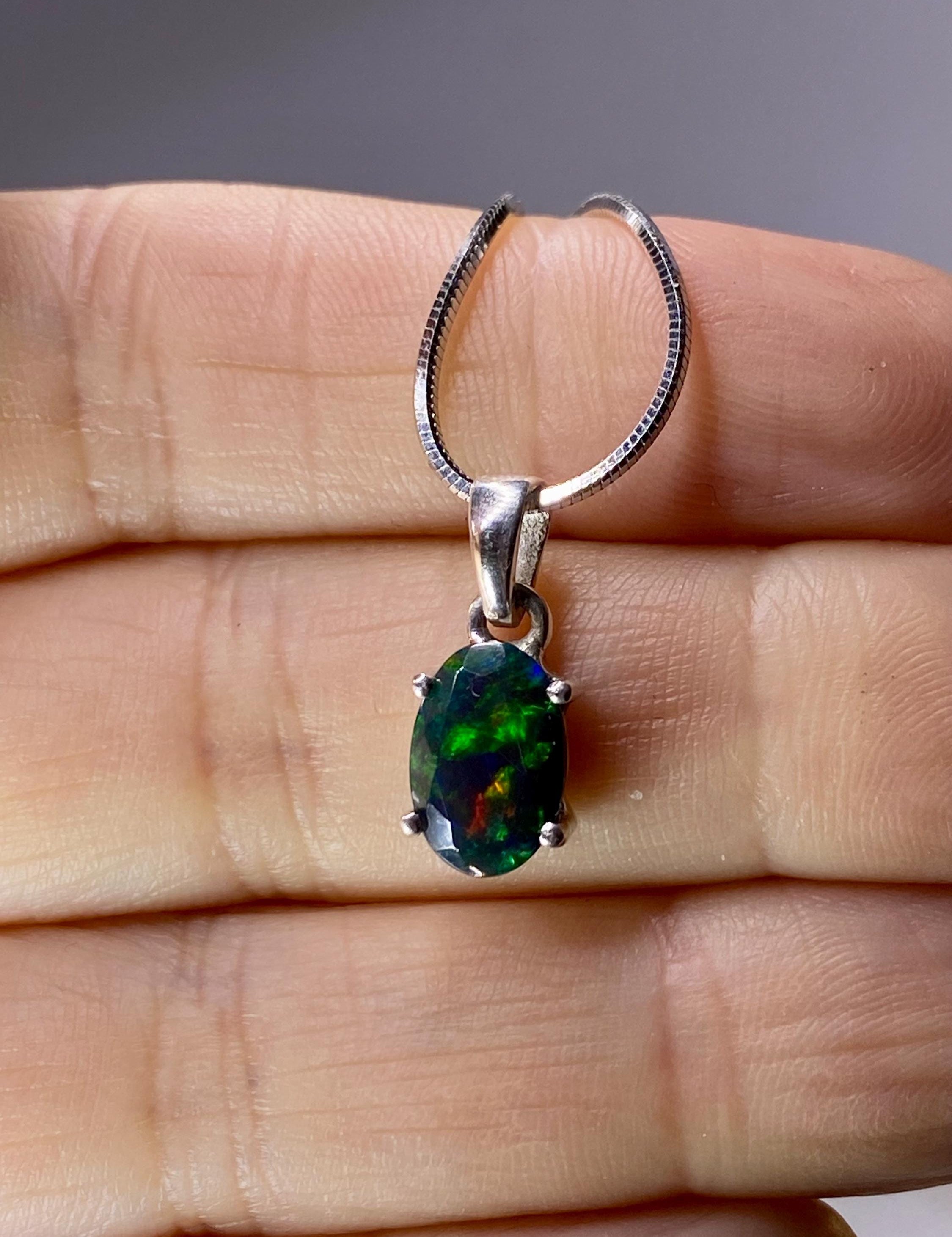Ethiopian Chalama Black Opal and Silver Pendant