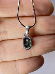 Ethiopian Chalama Black Opal and Silver Pendant