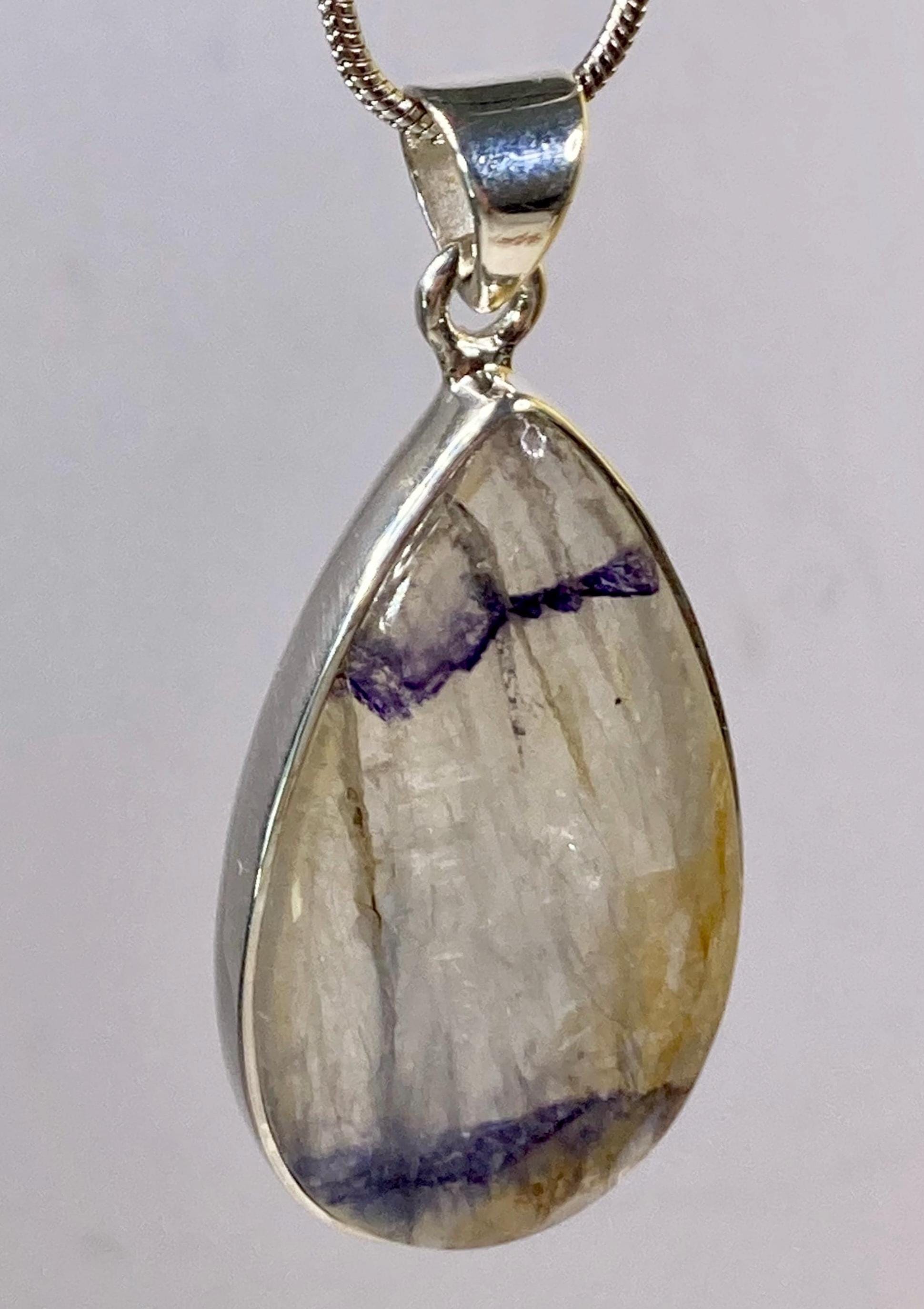 Blue John Silver Pendant - Extremely Rare