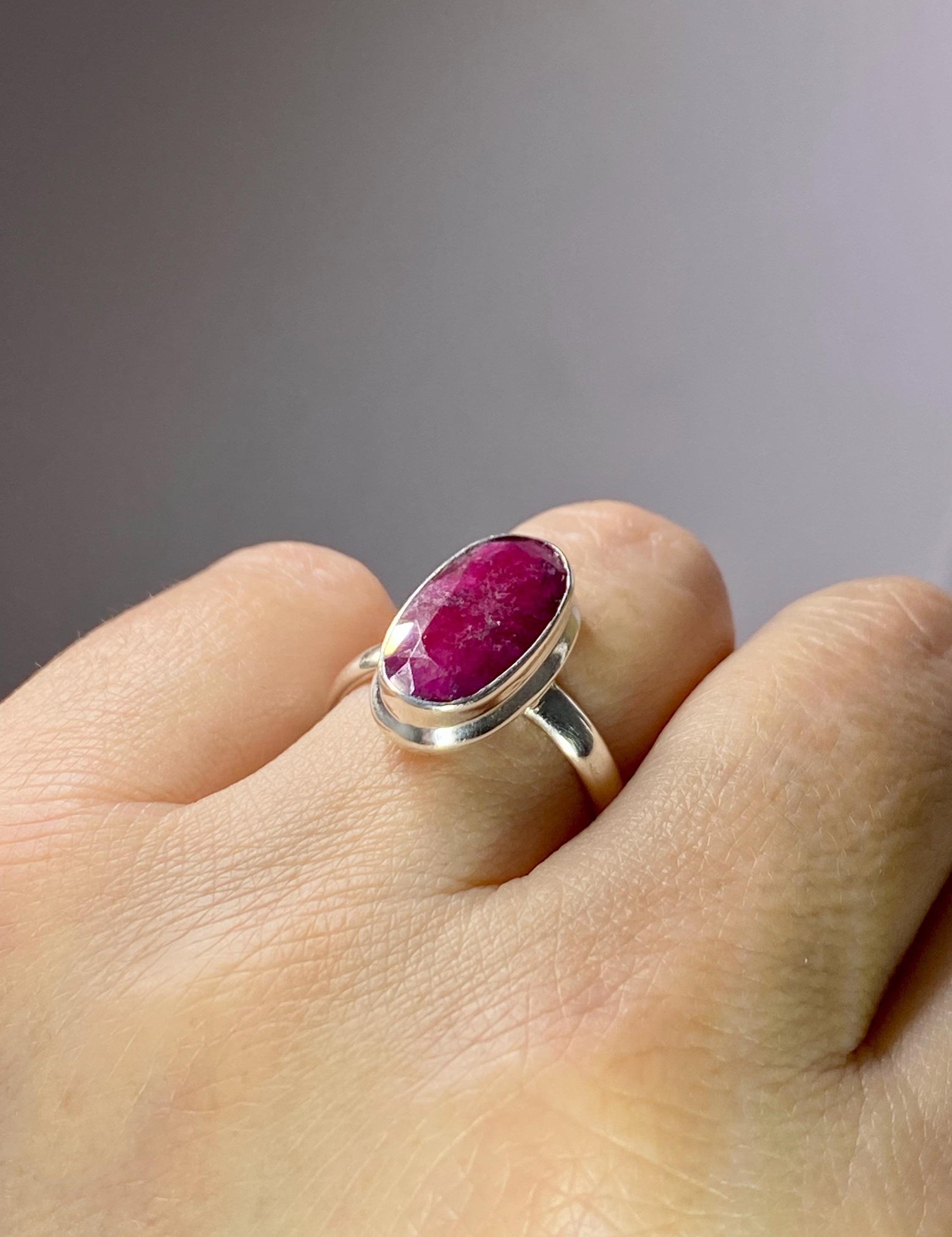 Raw Ruby and Silver Ring