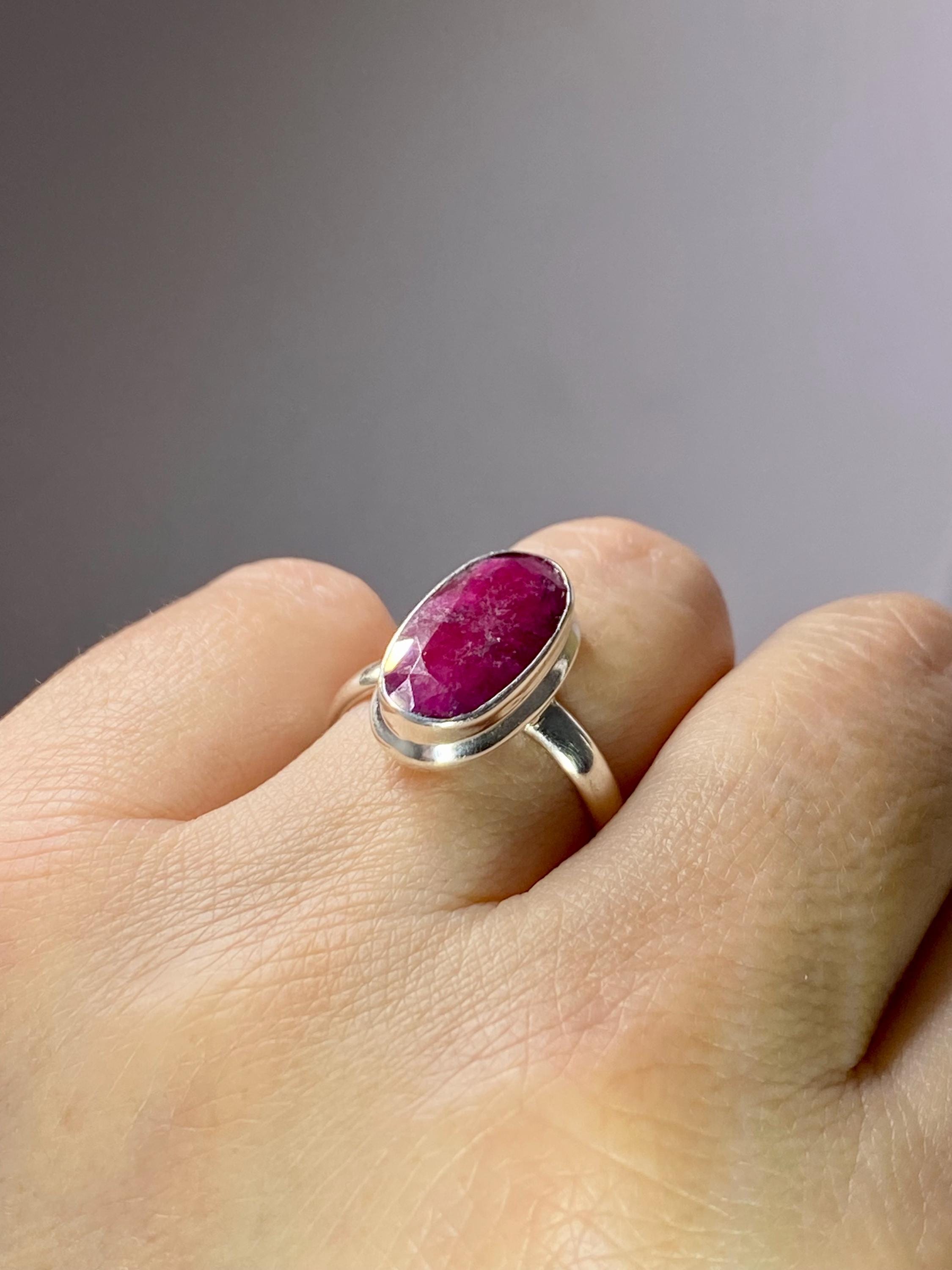 Raw Ruby and Silver Ring