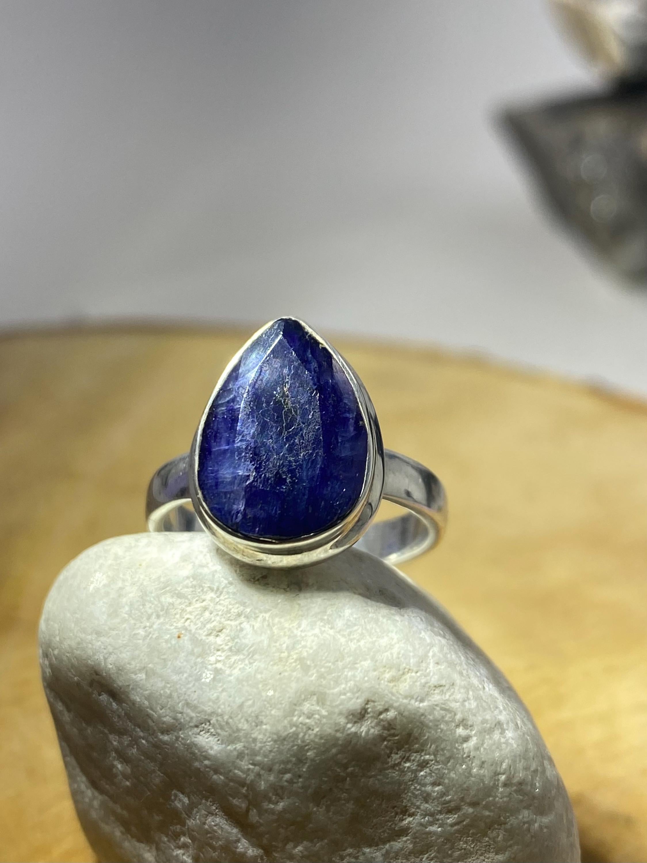 Raw Sapphire and Silver Ring