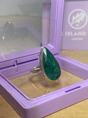 Faceted Raw Emerald Sterling Silver Ring