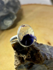 Blue John Silver Oval Ring - Extremely Rare