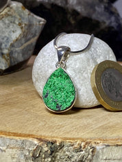 A Rare Green Garnet (Uvarovite) and Silver Pendant