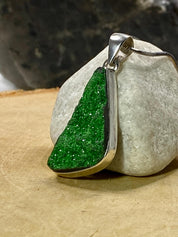 A Rare Green Garnet (Uvarovite) and Silver Pendant