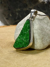 A Rare Green Garnet (Uvarovite) and Silver Pendant