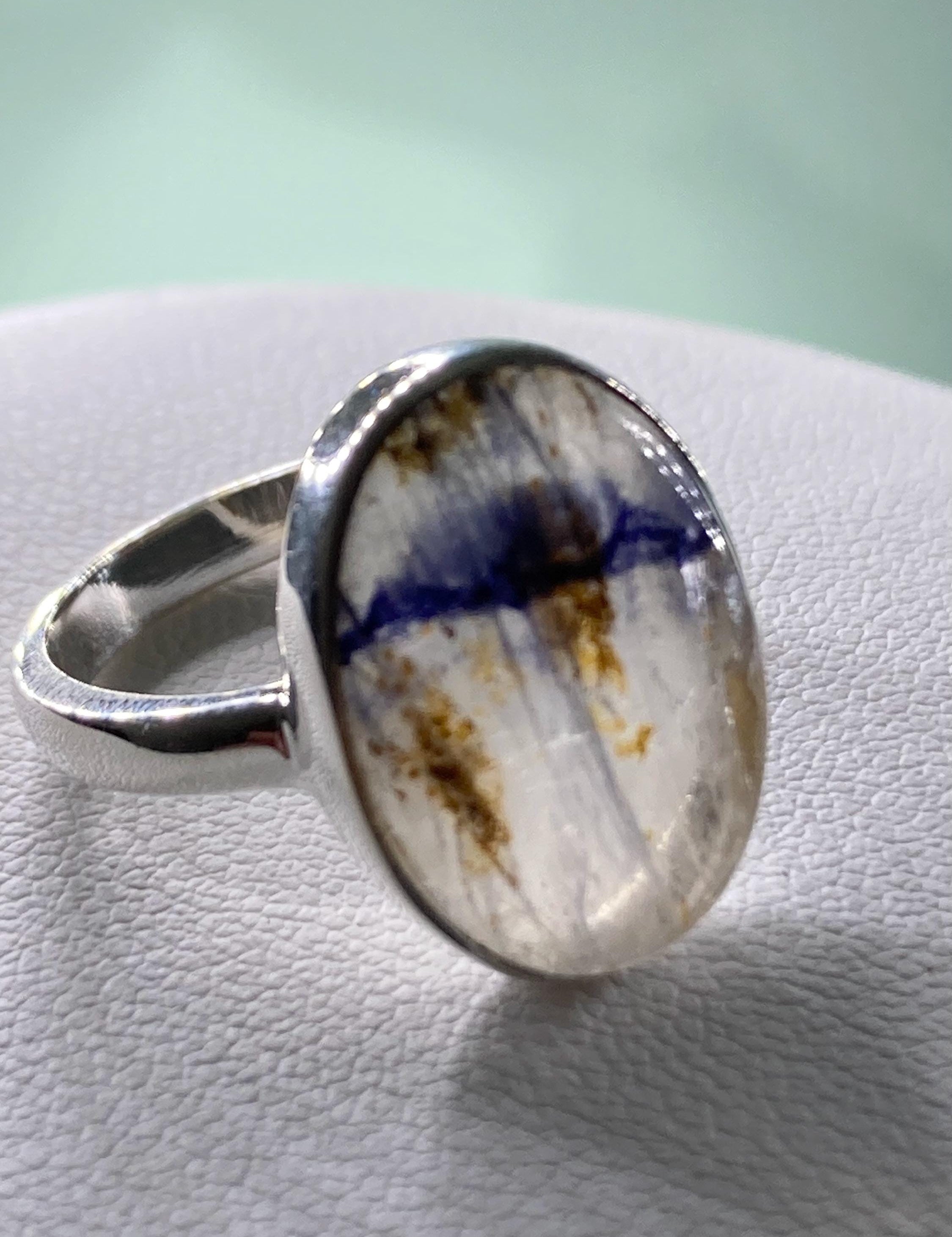 Blue John Silver Oval Ring - Extremely Rare