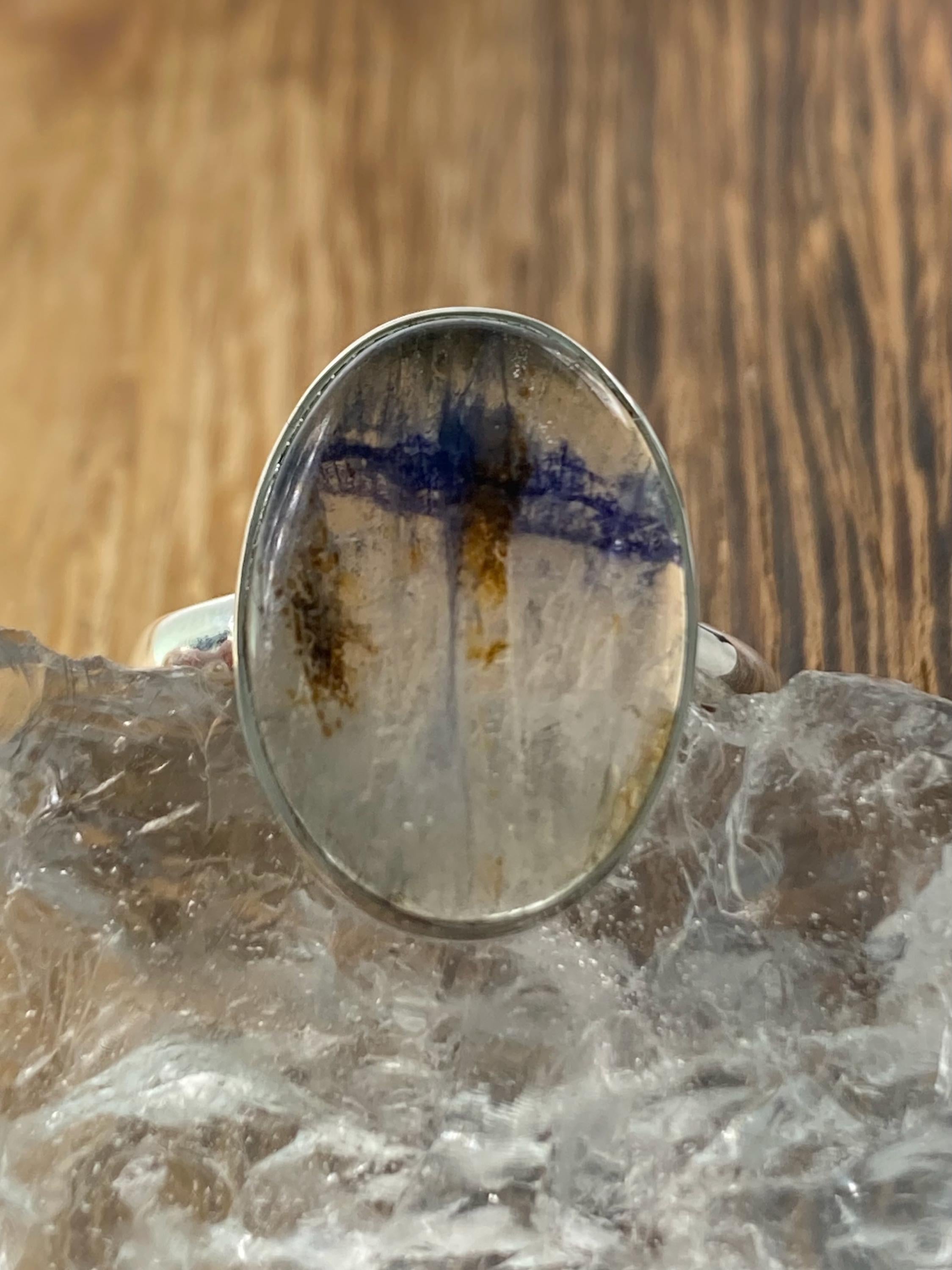 Blue John Silver Oval Ring - Extremely Rare