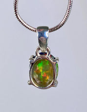 Ethiopian Chalama Black Opal and Silver Pendant