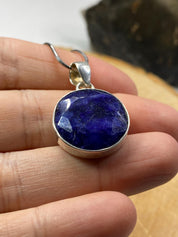 Raw Sapphire and Silver Pendant (M09)