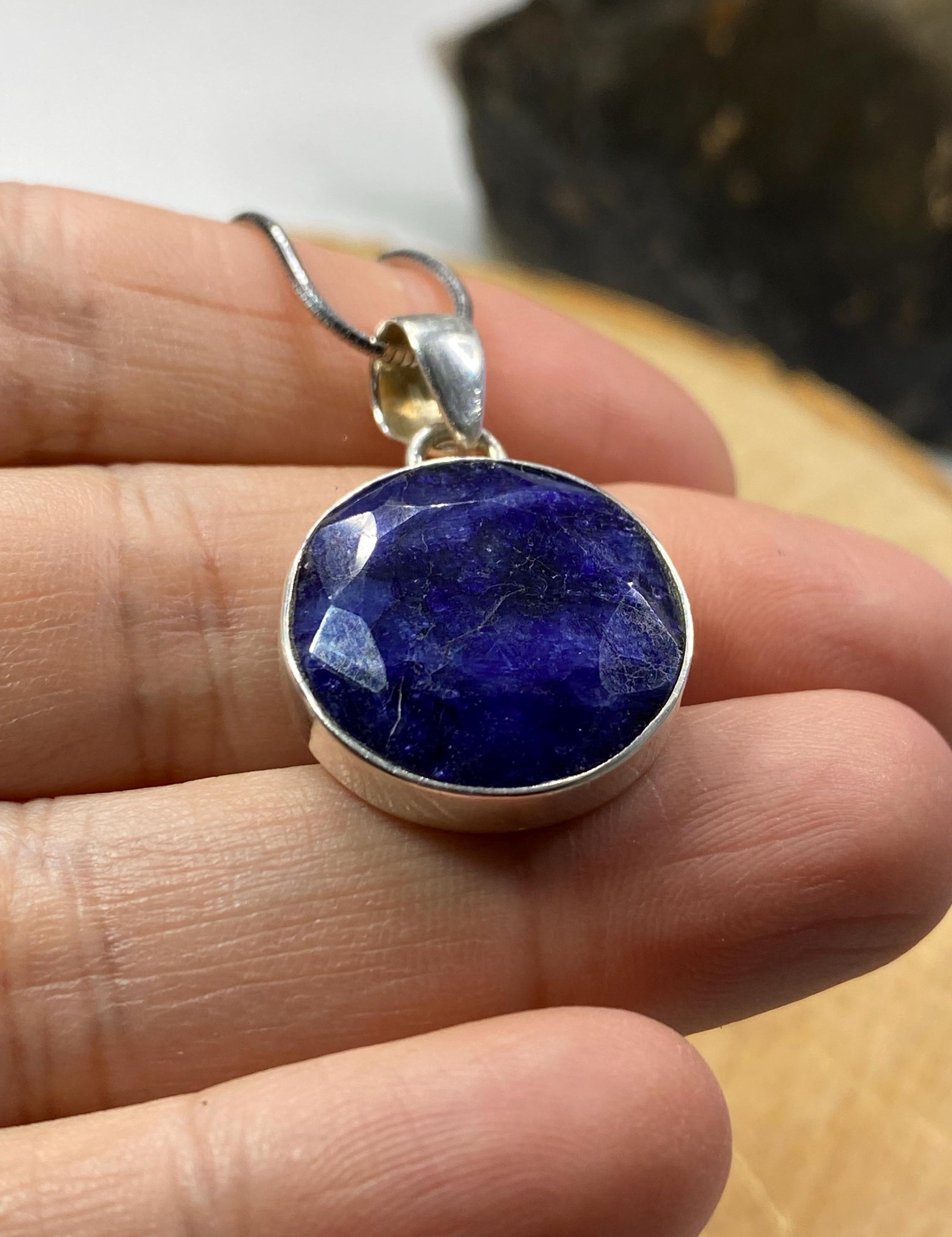 Raw Sapphire and Silver Pendant (M09)