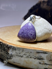 Natural Lepidolite and Silver Pendant