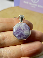 Natural Lepidolite and Silver Pendant
