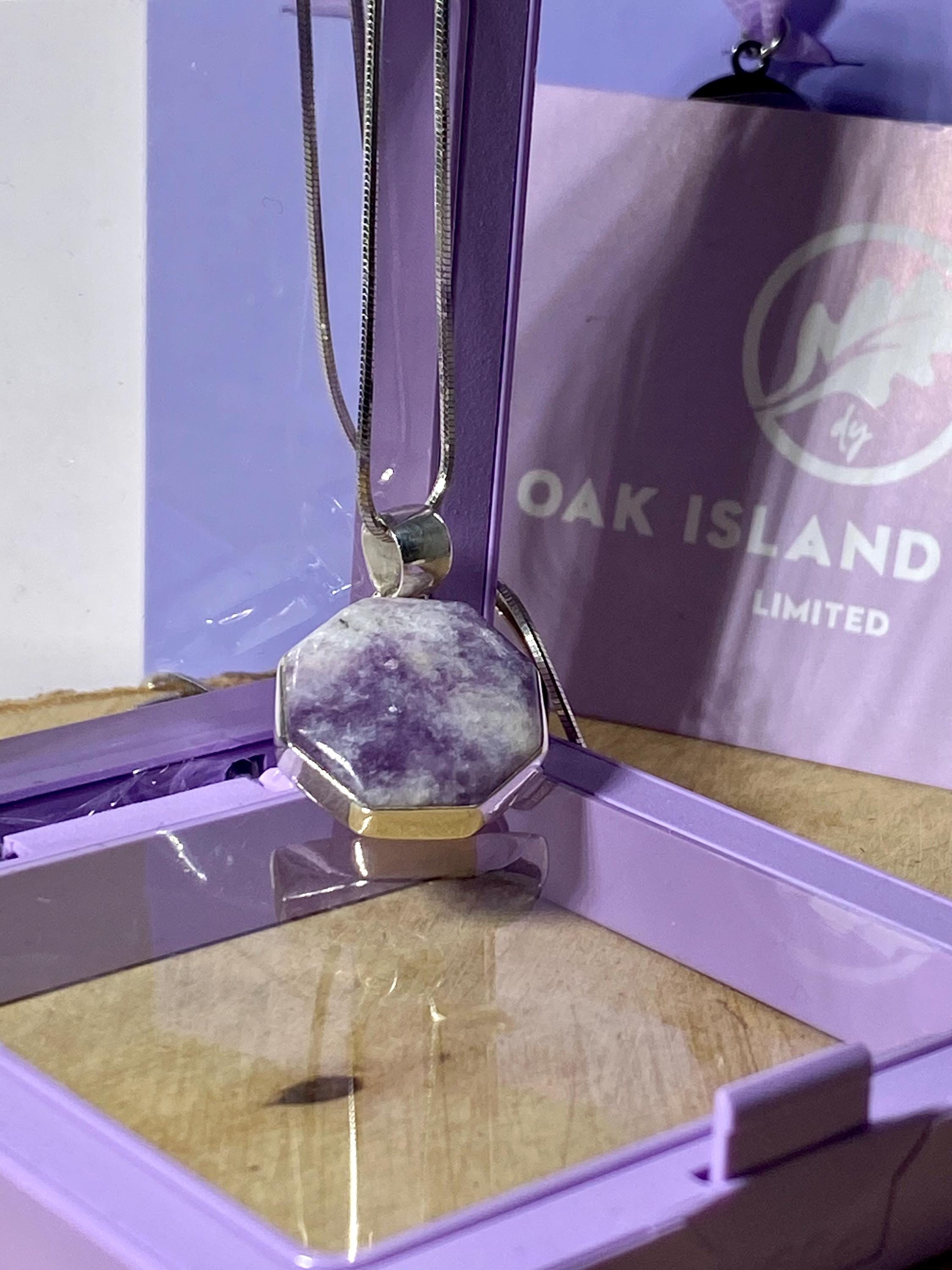 Natural Lepidolite and Silver Pendant