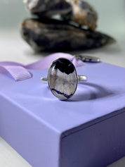 Blue John Silver Oval Ring - Extremely Rare