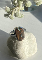 A Natural Australian Boulder Opal and Silver Ring