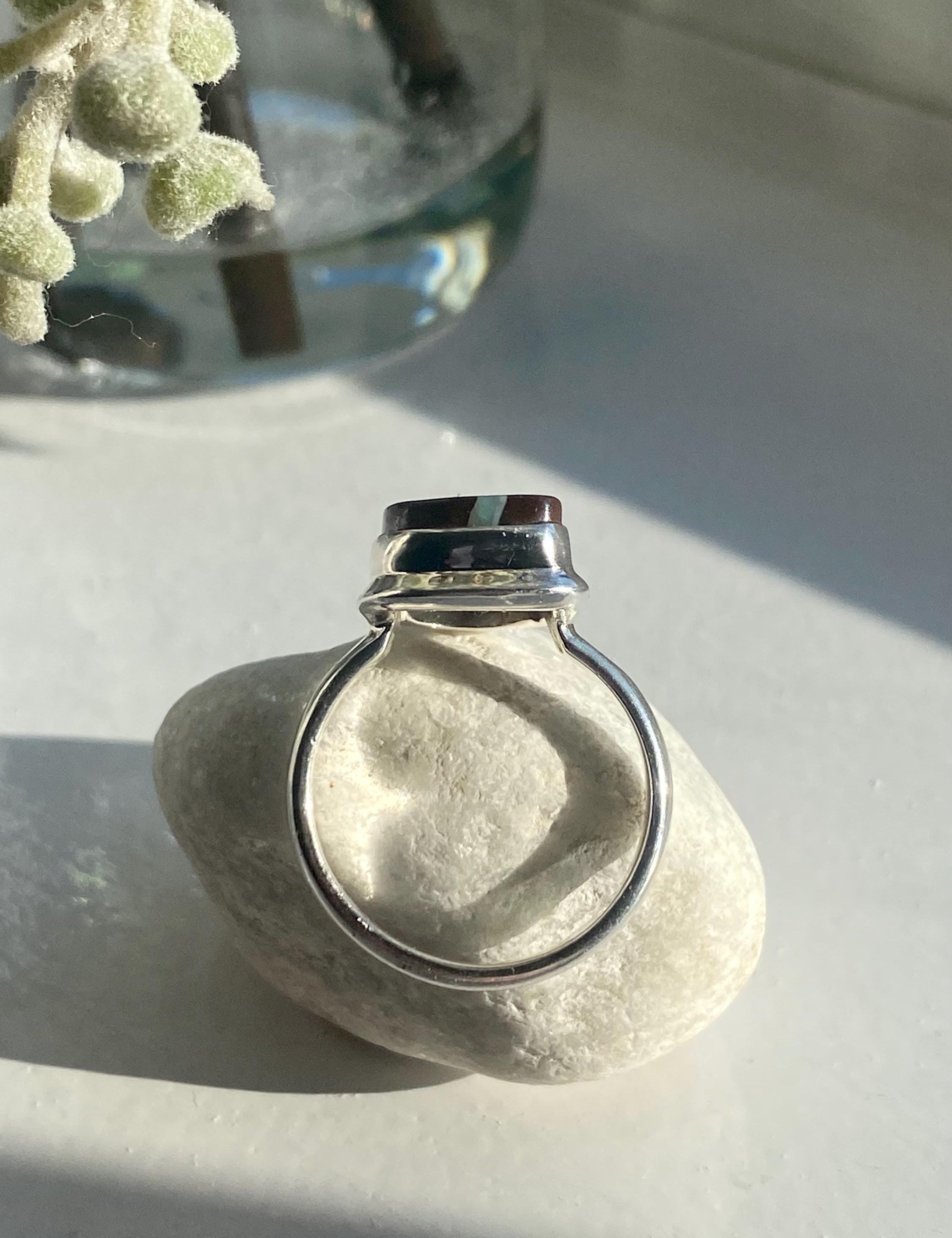 A Natural Australian Boulder Opal and Silver Ring