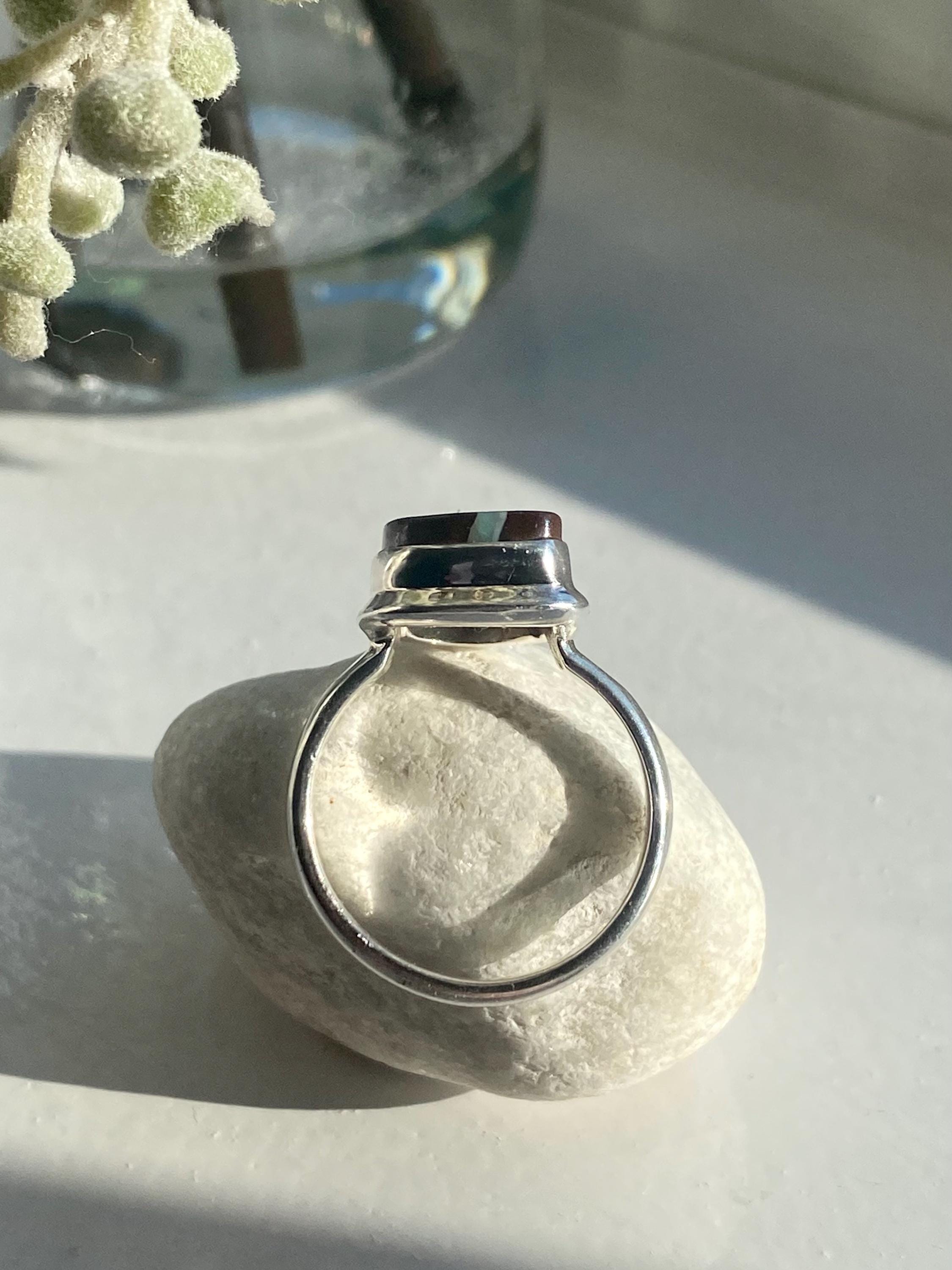 A Natural Australian Boulder Opal and Silver Ring