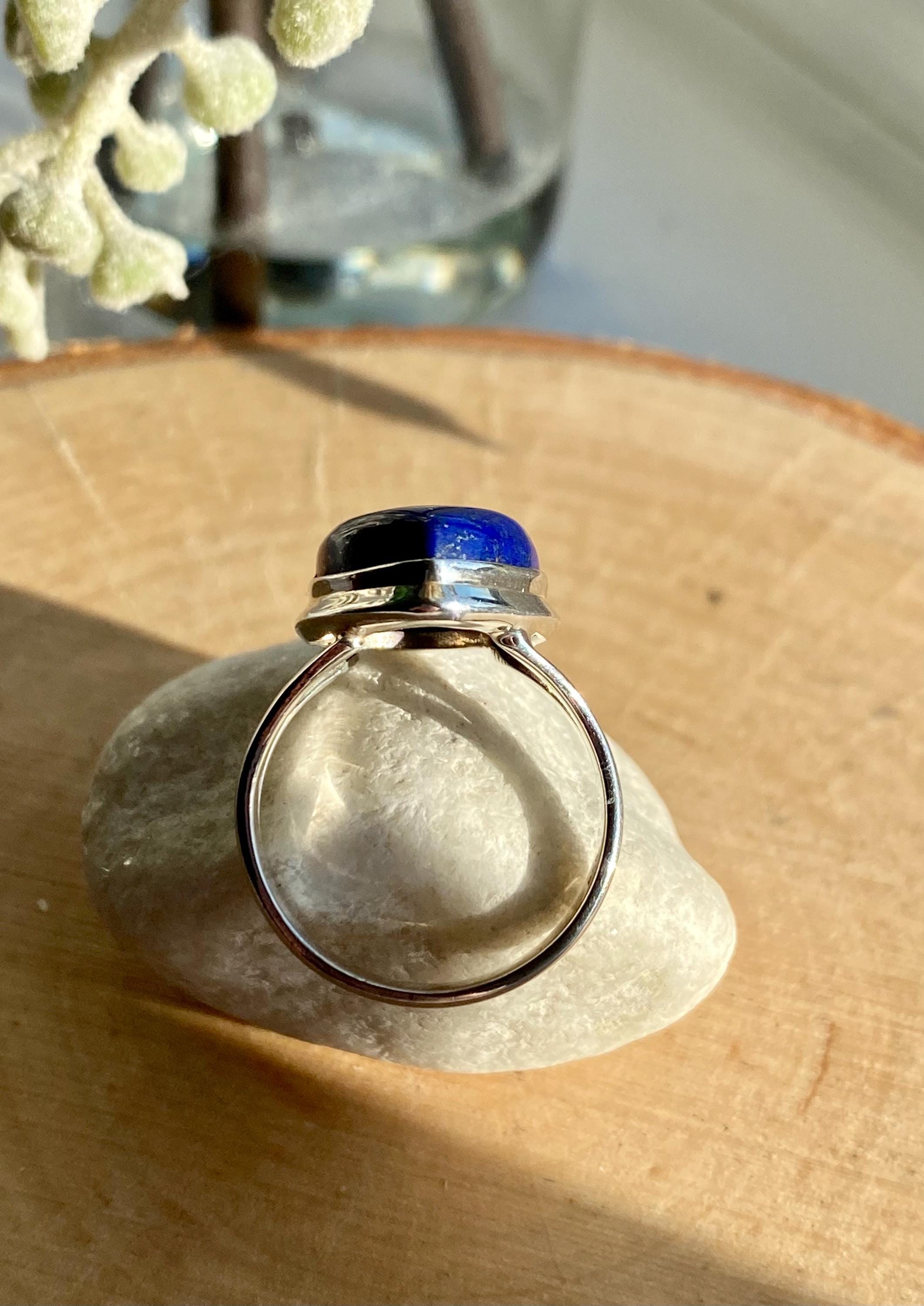 Natural Lapis Lazuli and Silver Ring (UV2756)