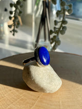 Natural Lapis Lazuli and Silver Ring (UV2964)
