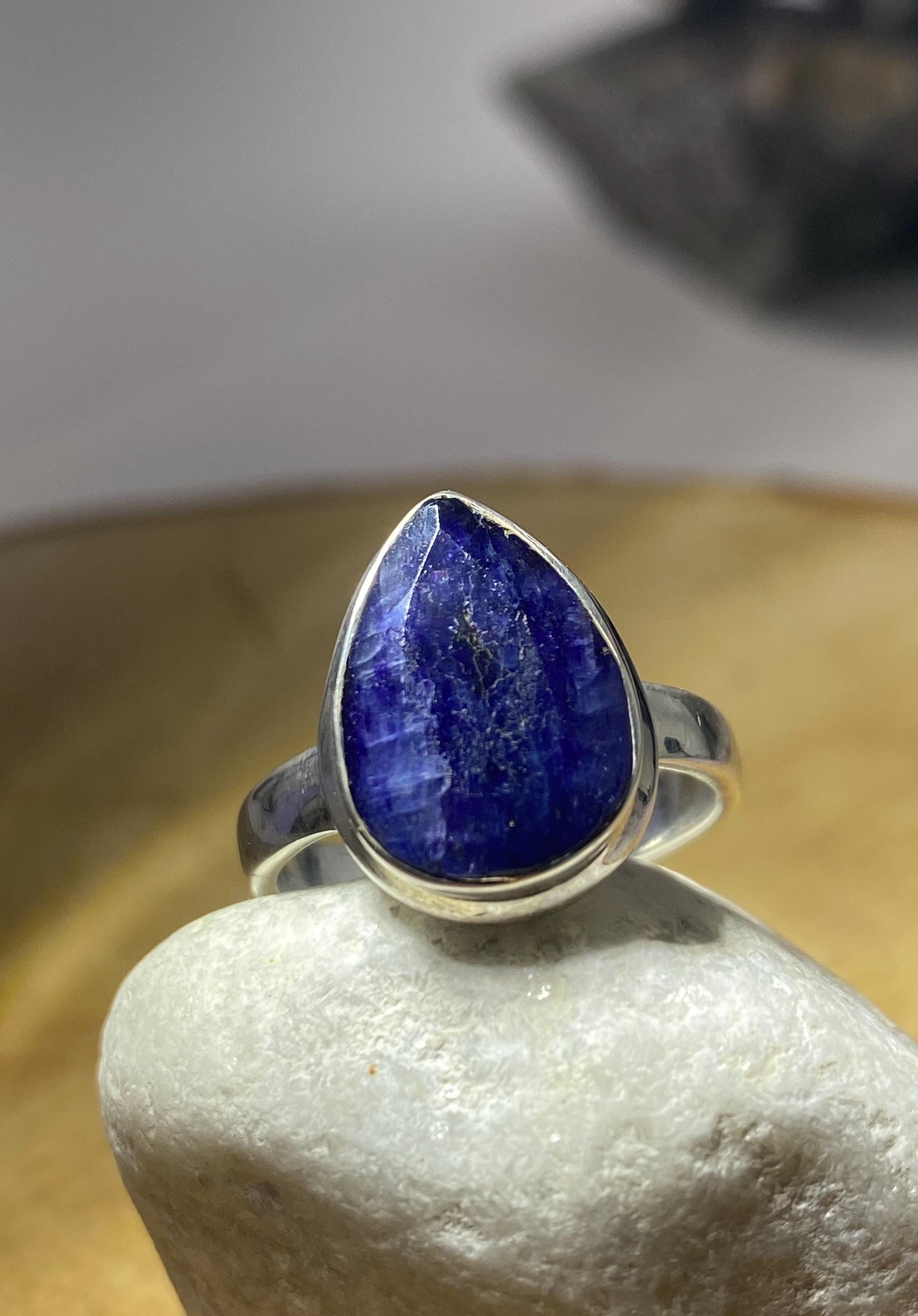 Raw Sapphire and Silver Ring