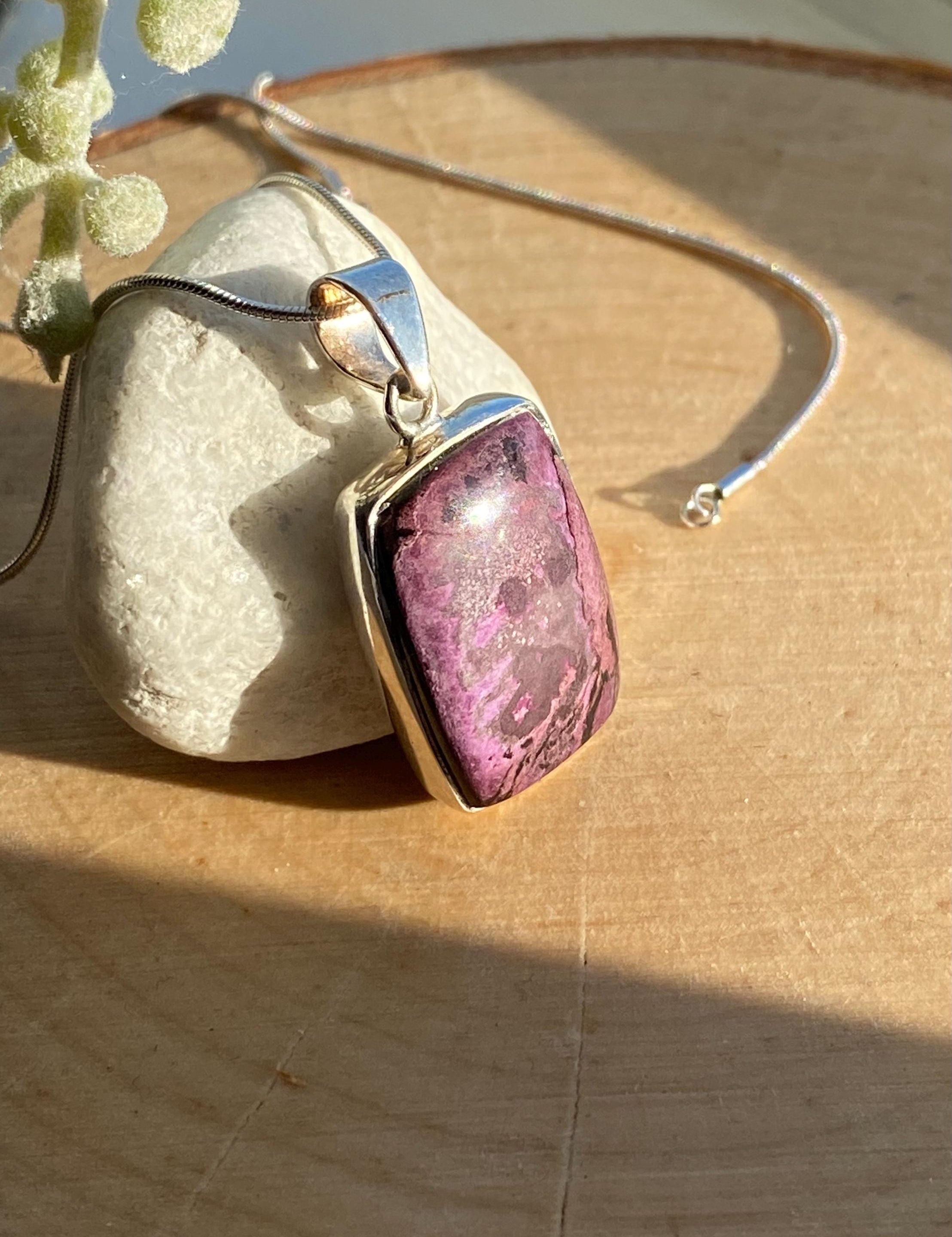 Purple Rectangle Sugilite Sterling Silver Pendant