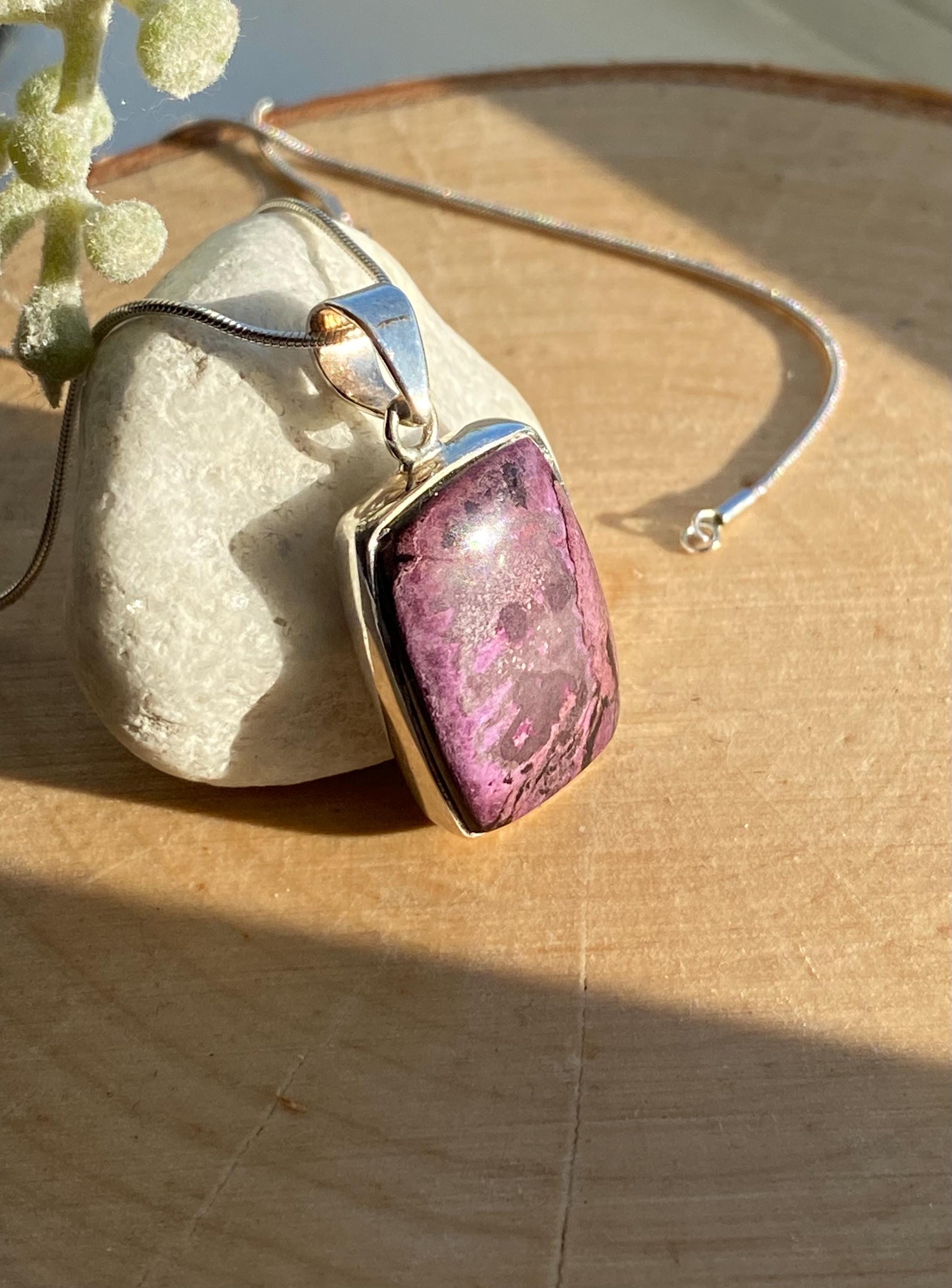 Purple Rectangle Sugilite Sterling Silver Pendant
