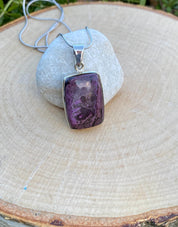 Purple Rectangle Sugilite Sterling Silver Pendant