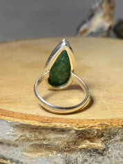 Faceted Raw Emerald Sterling Silver Ring